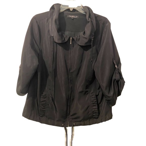 Tribella black rain waterproof zipped jacket sz 14 - Picture 1 of 7